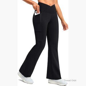 Fleece Lined Water Resistant Thermal Flare Leggings Hiking Snow Pants 4 Pockets